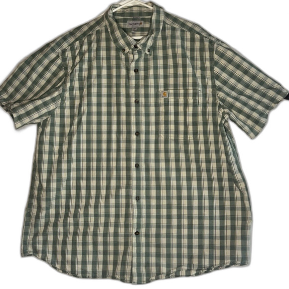 Carhartt Men's Plaid‎ Relaxed Fit Button Up Short Sleeve Shirt, 2XL - Picture 1 of 5